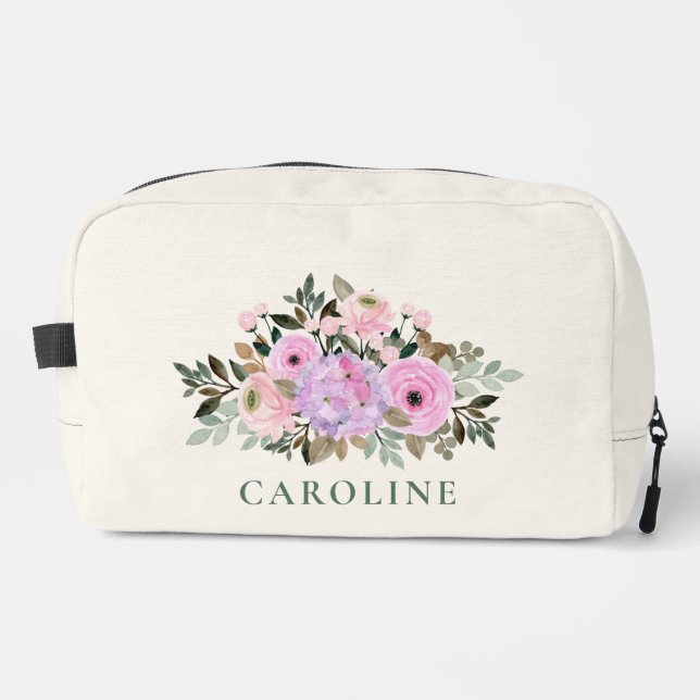 Trousse De Toilette Fête des mariées d'aquarelle florale lavande perso (Recto)