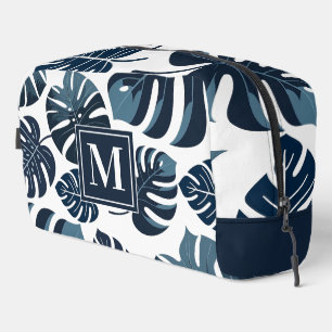 Trousse De Toilette Feuille de Monstère Tropicale Bleue et Blanc de la