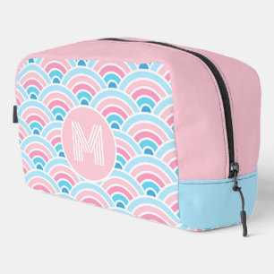 Trousse De Toilette Flamingo Rouge Rose Pâle Bleu Géométrique Vagues M