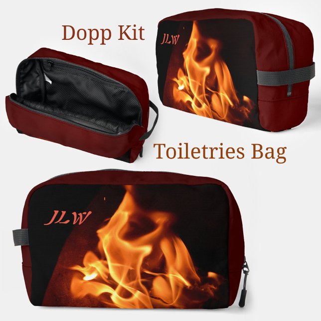 Trousse De Toilette Flammes éclatantes Feu photographique avec initial (Créateur téléchargé)
