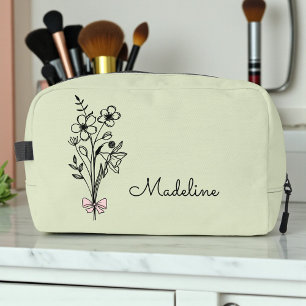 Trousse De Toilette Fleur du mois de naissance personnalisée