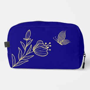 Trousse De Toilette Fleurs d'or simples bleu