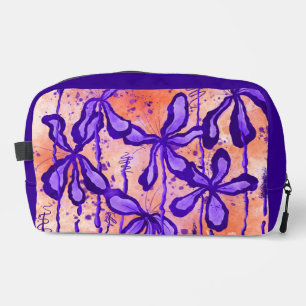 Trousse De Toilette Fleurs encrées Abstraites violet et orange