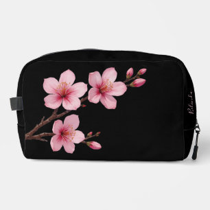 Trousse De Toilette Fleurs florales de cerisier rose noir   Votre nom