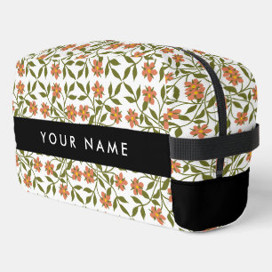 Trousse De Toilette Fleurs orange, Motif Floral, Boho, Votre Nom