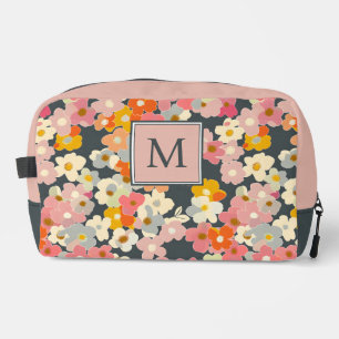 Trousse De Toilette Fleurs rose à monogramme initial