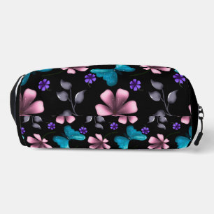 Trousse De Toilette Fleurs roses et papillon bleu fantaisistes sans co