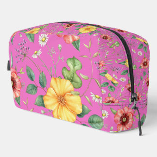 Trousse De Toilette Fleurs sauvages de dessin vintage / Chick, rose