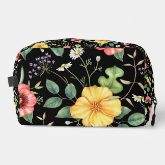 Trousse De Toilette Fleurs sauvages de dessin vintage / minuit