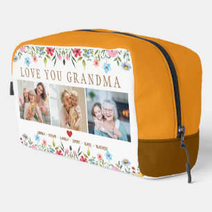 Trousse De Toilette Floral Custom Text Monogramme Famille Photo Kit Do
