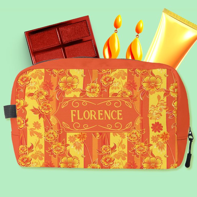Trousse De Toilette Florence Jaune et Orange Floral (Créateur téléchargé)