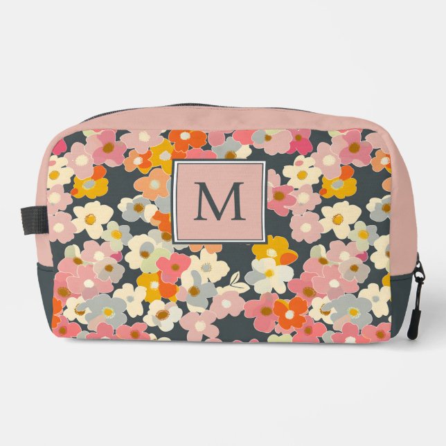 Trousse De Toilette Flores rose monogramme initial (Recto)