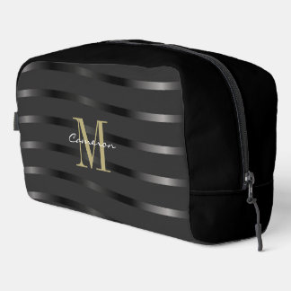 Trousse De Toilette Gold Monogram Initial and Name On Black Gift