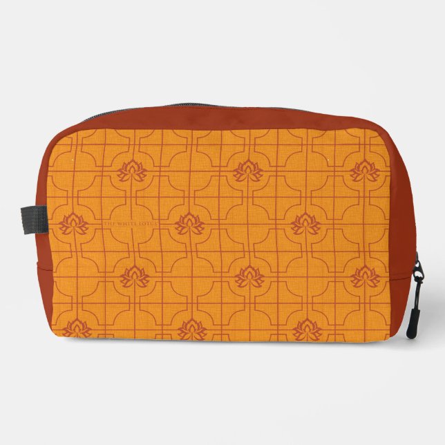 Trousse De Toilette Golden Lotus Grid Motif - Le Lotus Blanc (Recto)
