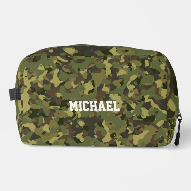 Trousse De Toilette Green Camo Name Hommes Toilettes Nom du Cool Voyag (Recto)