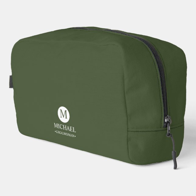 Trousse De Toilette Groomsmen Personnalisé Classique Monogramme et nom (Coin droit)