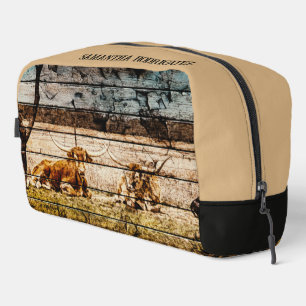 Trousse De Toilette Groupe de Longhorns assis en terrain Distressed Wo