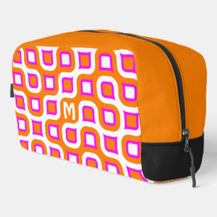 Trousse De Toilette Hot rose orange noir blanc Motif d'art du milieu d