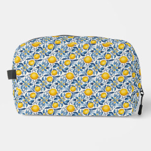 Trousse De Toilette Imprimé botanique de citron bleu et jaune d'été
