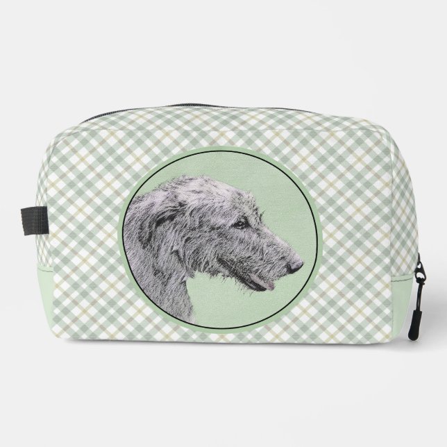 Trousse De Toilette Irish Wolfhound Painting Grey Original Chien Art (Recto)