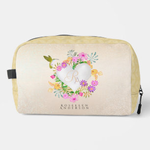 Trousse De Toilette Jardin Floral Monogramme Coeur Beige