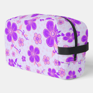 Trousse De Toilette Jolie impression florale violette et rose sur lava