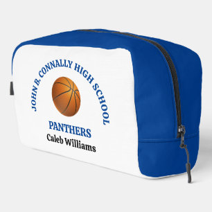 Trousse De Toilette Joueur de basket-ball au lycée personnalisé bleu