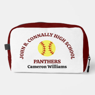 Trousse De Toilette Joueuse de softball au lycée marron Personnalisé