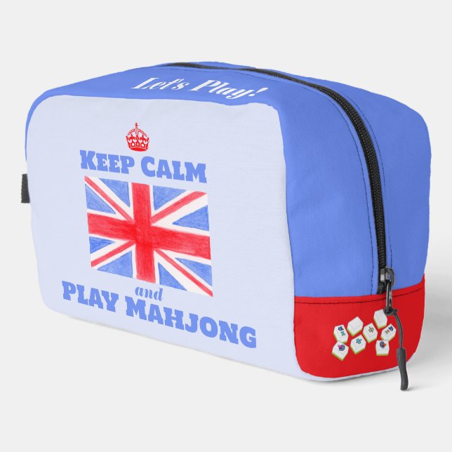 Trousse De Toilette Keep Calm Mahjong Union Jack Brit Flag Tile Bag (Coin droit)