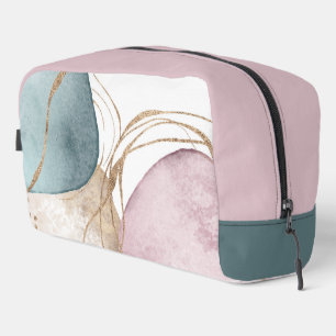 Trousse De Toilette Kit Dopp Abstrait Motif rose or et vert