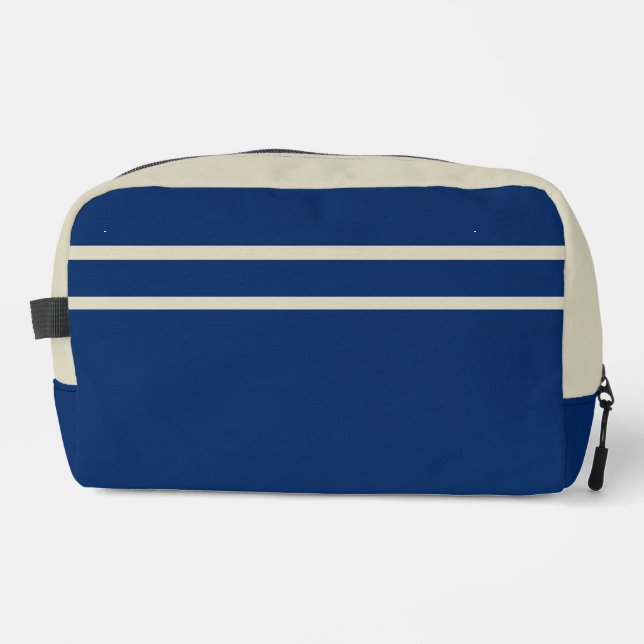 Trousse De Toilette Kit Dopp bleu marine et beige (Recto)