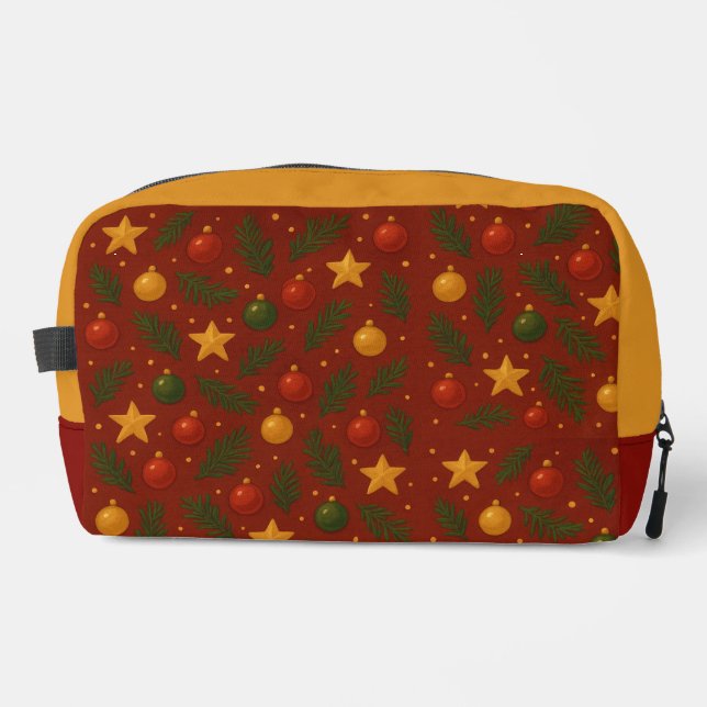 Trousse De Toilette Kit Dopp classique de Noël rouge - Voyage festif (Recto)