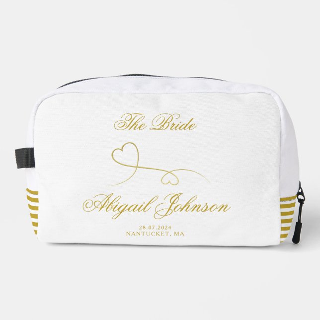 Trousse De Toilette La Mariée - Deux Coeurs Or Élégants (Recto)