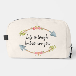 Trousse De Toilette La vie est dure Aquarelle Floral Flèche Crème