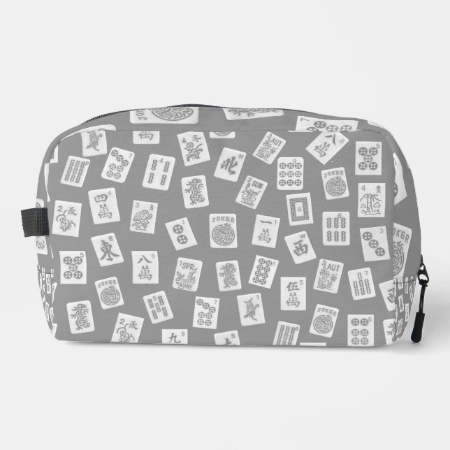 Trousse De Toilette Le Mahjong carreaux symboles sur gris (Recto)