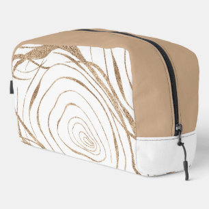 Trousse De Toilette Lignes Tourbillonnant Abstraites Gold et White