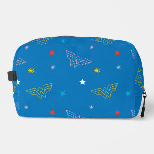 Trousse De Toilette Logo de Wonder Woman et étoiles motif bleu