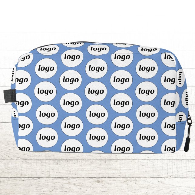 Trousse De Toilette Logo Motif Promotionnel Business Blue (Logo pattern business branding promotional zip bag)