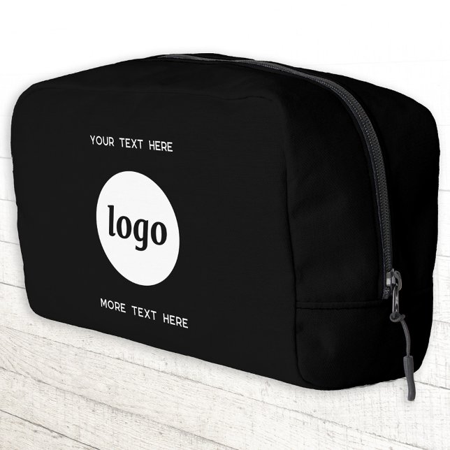 Trousse De Toilette Logo Texte Entreprise Promotion Marque Noir (Logo with custom text business branding promotional zip bag)