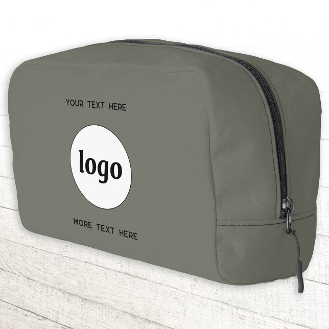 Trousse De Toilette Logo Texte Entreprise Promotion Marque Sage Vert (Logo and custom text business branding promotional zip bag)