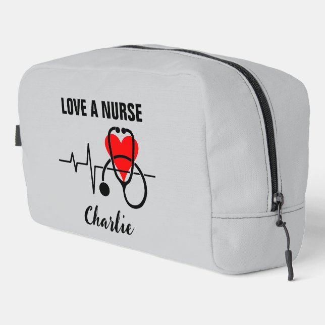 Trousse De Toilette Love a Nurse Heart Stethoscope Design (Coin droit)