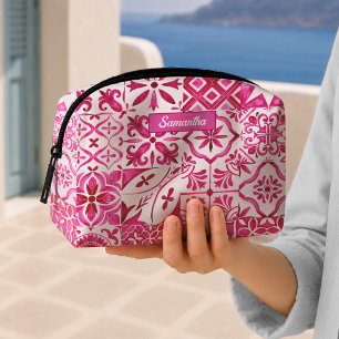 Trousse De Toilette Majolique rouge d'été sicilien méditerranéen