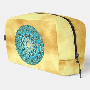 Trousse De Toilette Mandala bleu or sur fond or doux