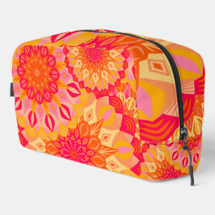 Trousse De Toilette Mandala superposé orange rose jaune