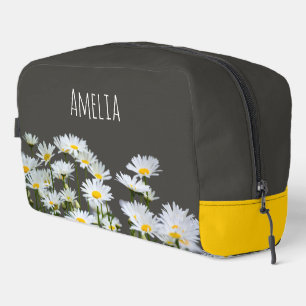 Trousse De Toilette Marguerites sur Gris Personnalisé