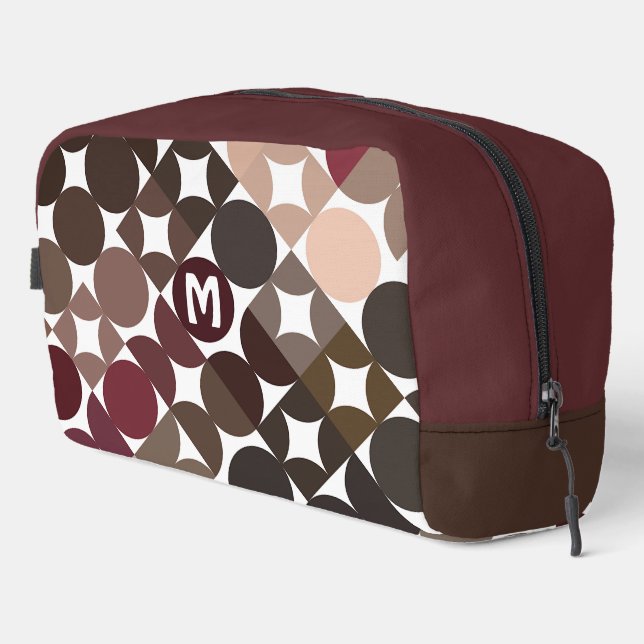 Trousse De Toilette Maroon Rouge Beige Brown Cercles du milieu du sièc (Coin droit)