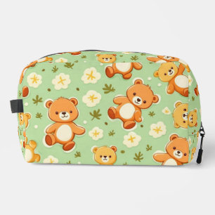 Trousse De Toilette Mignons ours en peluche et motif de feuilles verte