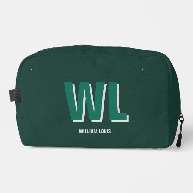 Trousse De Toilette Minimalist Emerald Green Personalized Monogram  (Recto)