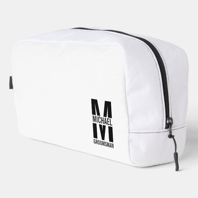 Trousse De Toilette Modern Personalized Groomsmen Monogram and Name (Coin droit)