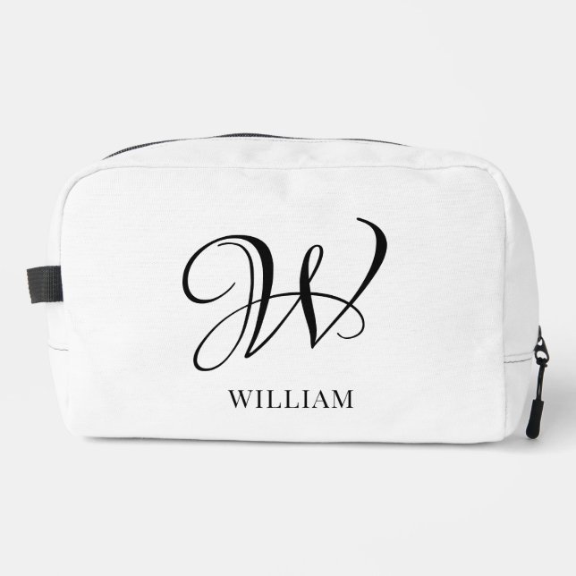 Trousse De Toilette Monogramme blanc élégant et personnalisé initial (Recto)